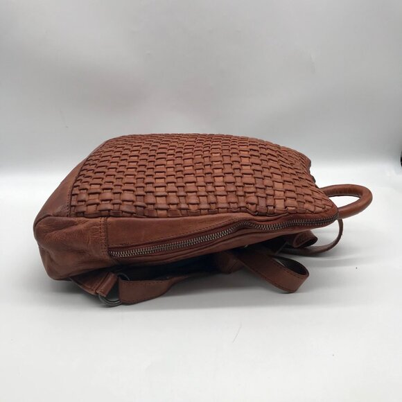 Vilenca Brown Woven Intrecciato Leather Backpack main image 9